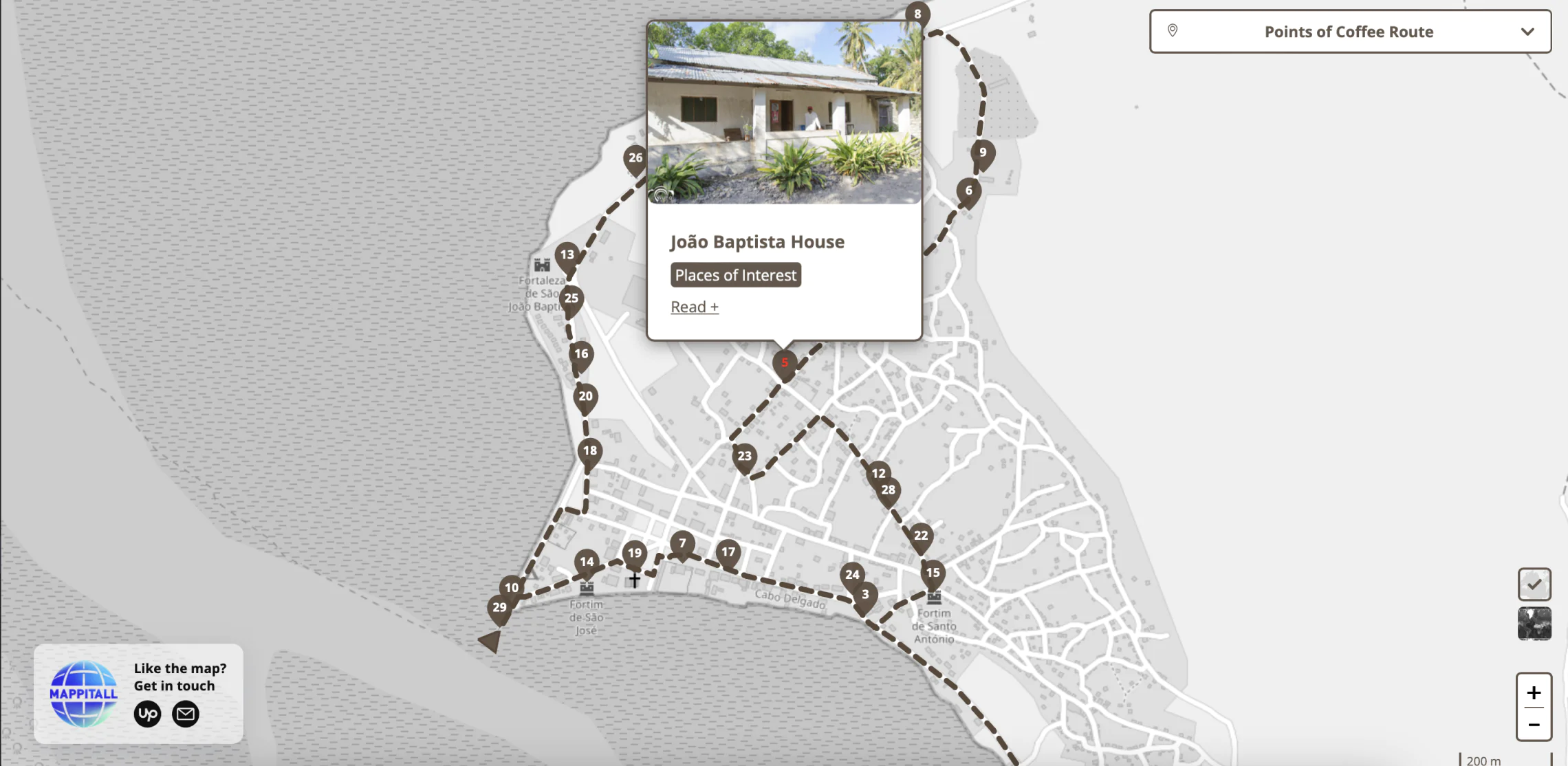 mapping card with information